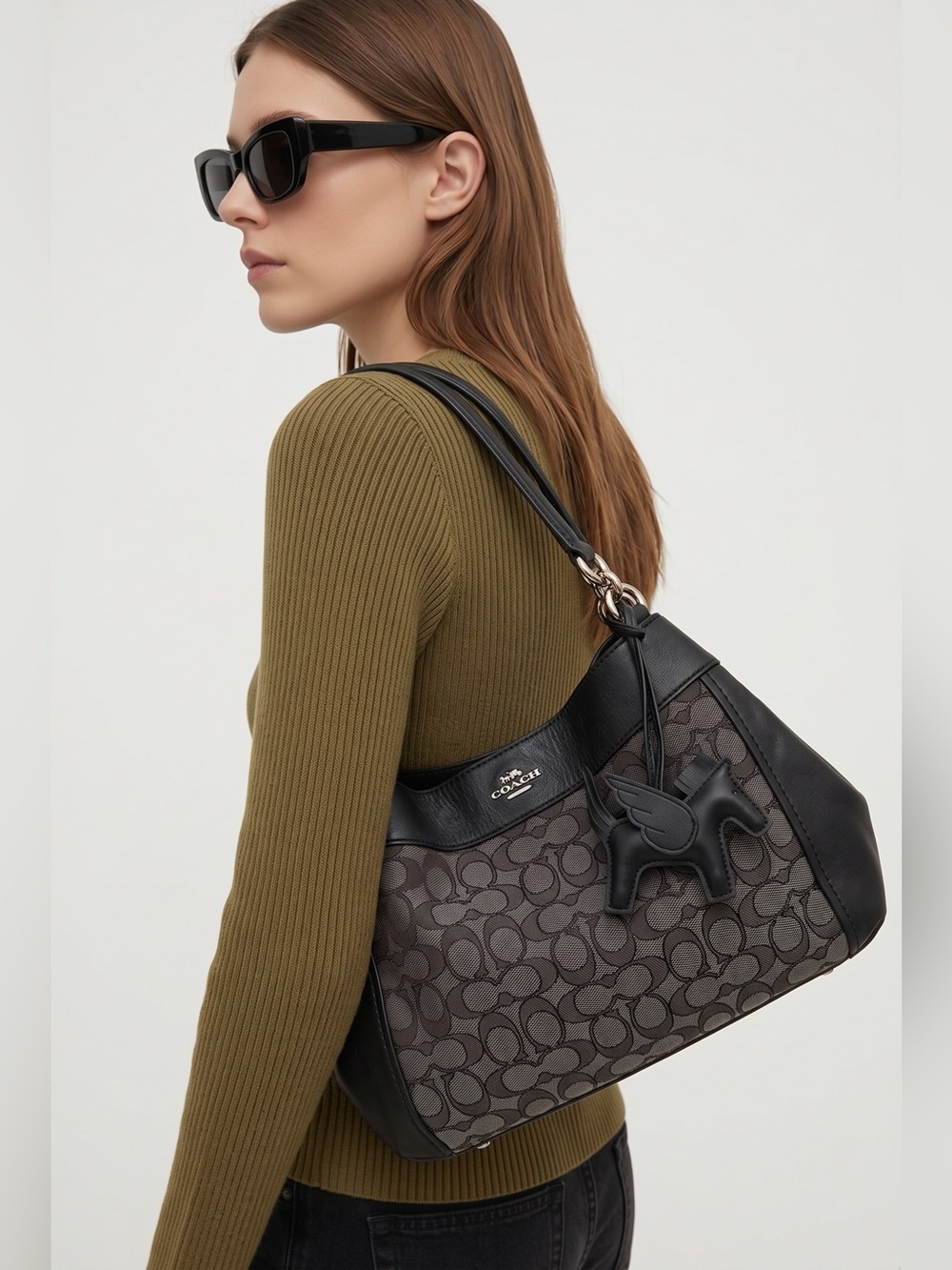 Coach Black Signature Canvas and Leather Hobo Shoulder Bag - Picture 2 of 15
